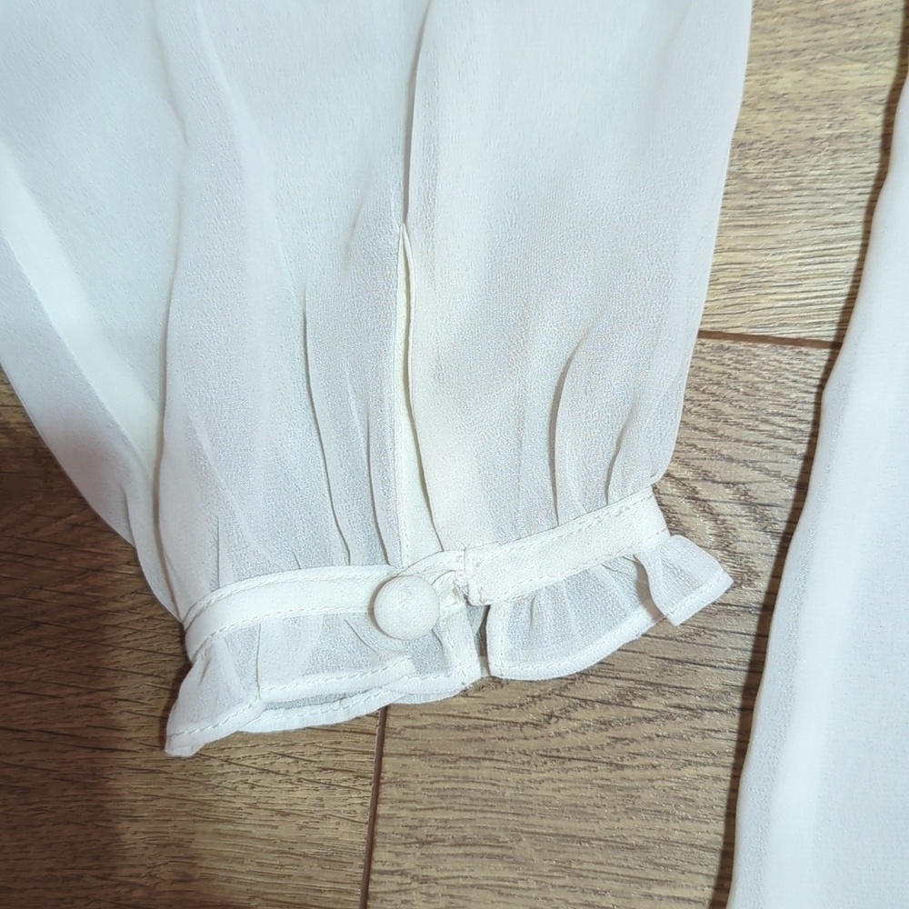 Dorothy Perkins Cream Lace Detail Victorian Romantic Sheer Blouse sz 14 - Picture 5 of 10